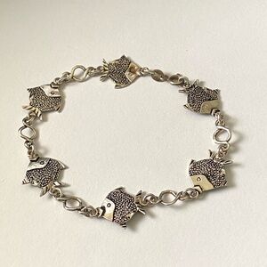 800 Silver Vintage Fish Link Bracelet